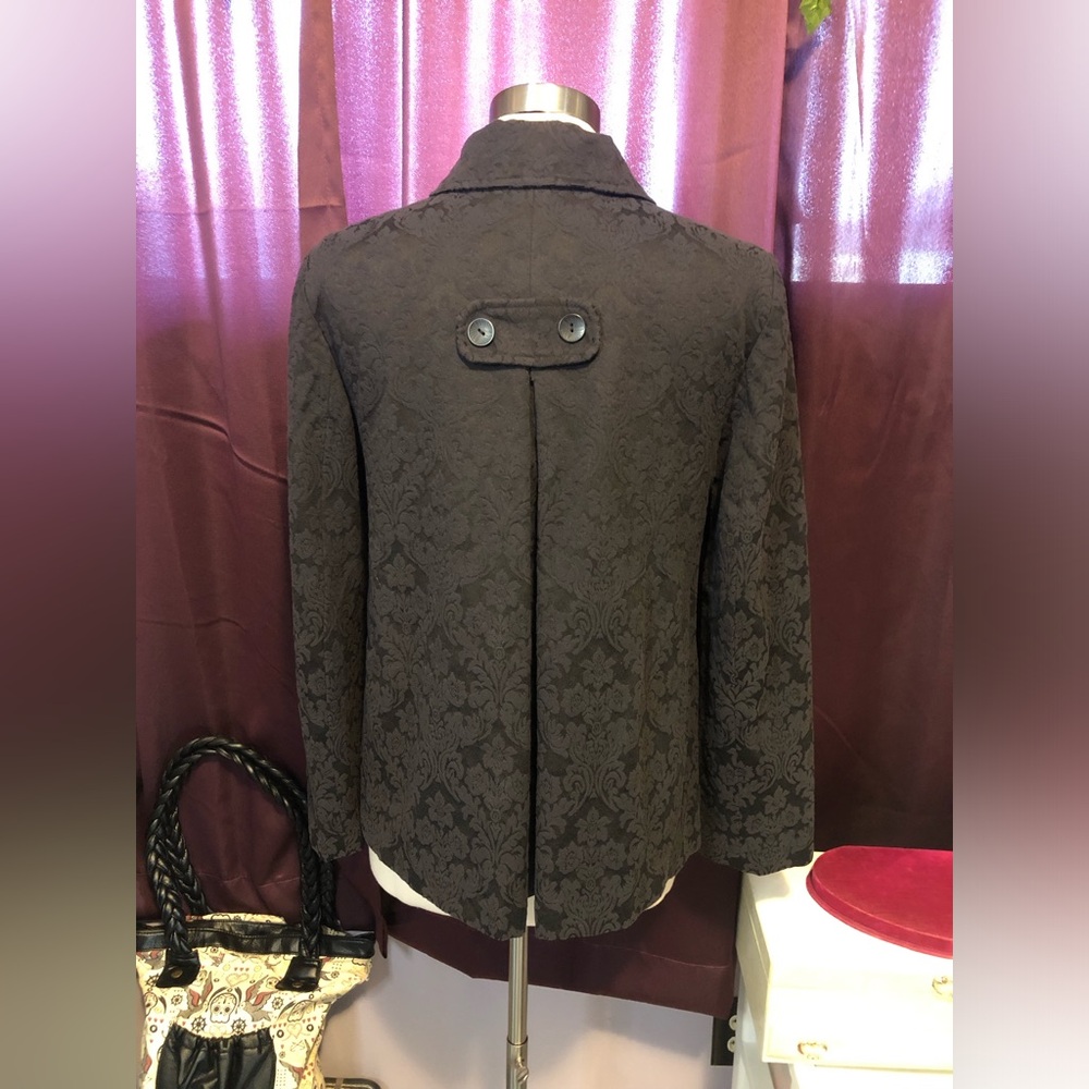 J. Jill Swing Blazer Jacket Cropped Jacquard Black - Picture 4 of 8